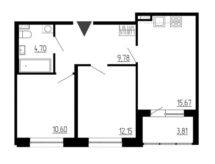 Двухкомнатная квартира в : площадь 52.3 м2 , этаж: 1 – купить в Санкт-Петербурге
